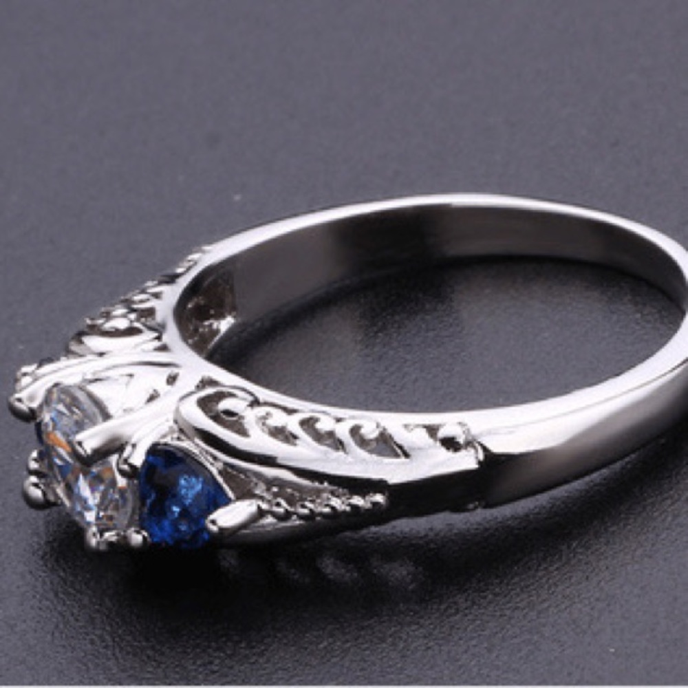 Promise Ring Silver Plated Inlaid Zircon Anniversary Birthday Gift For female